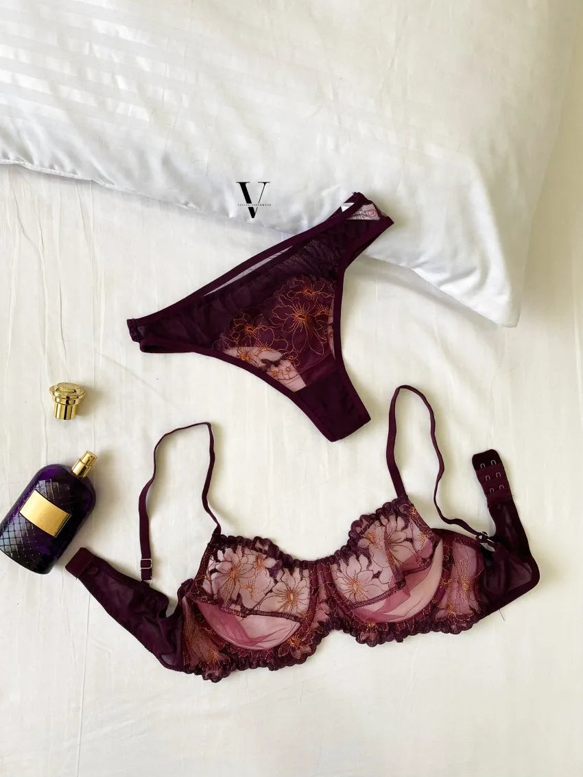 Premium Floral Mesh Lingerie Set | Embroidered Comfort &amp; Elegance by Knight Wears