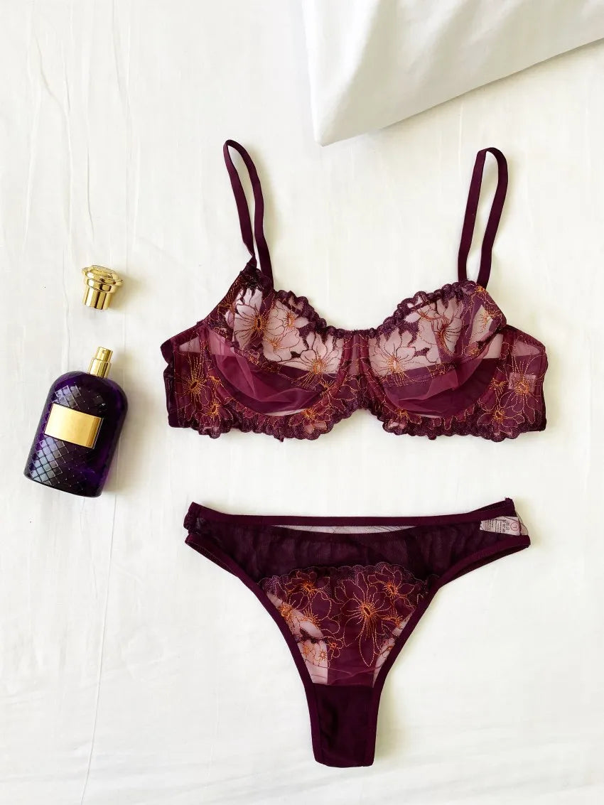 Premium Floral Mesh Lingerie Set | Embroidered Comfort &amp; Elegance by Knight Wears