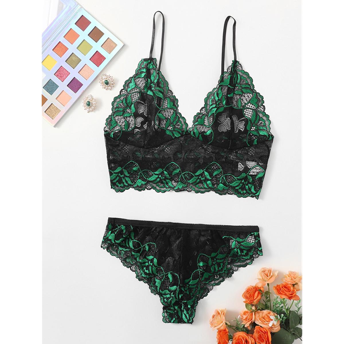 Hollow out Lace Simple Women Bra Panty Lingerie Suit for Girls 496247