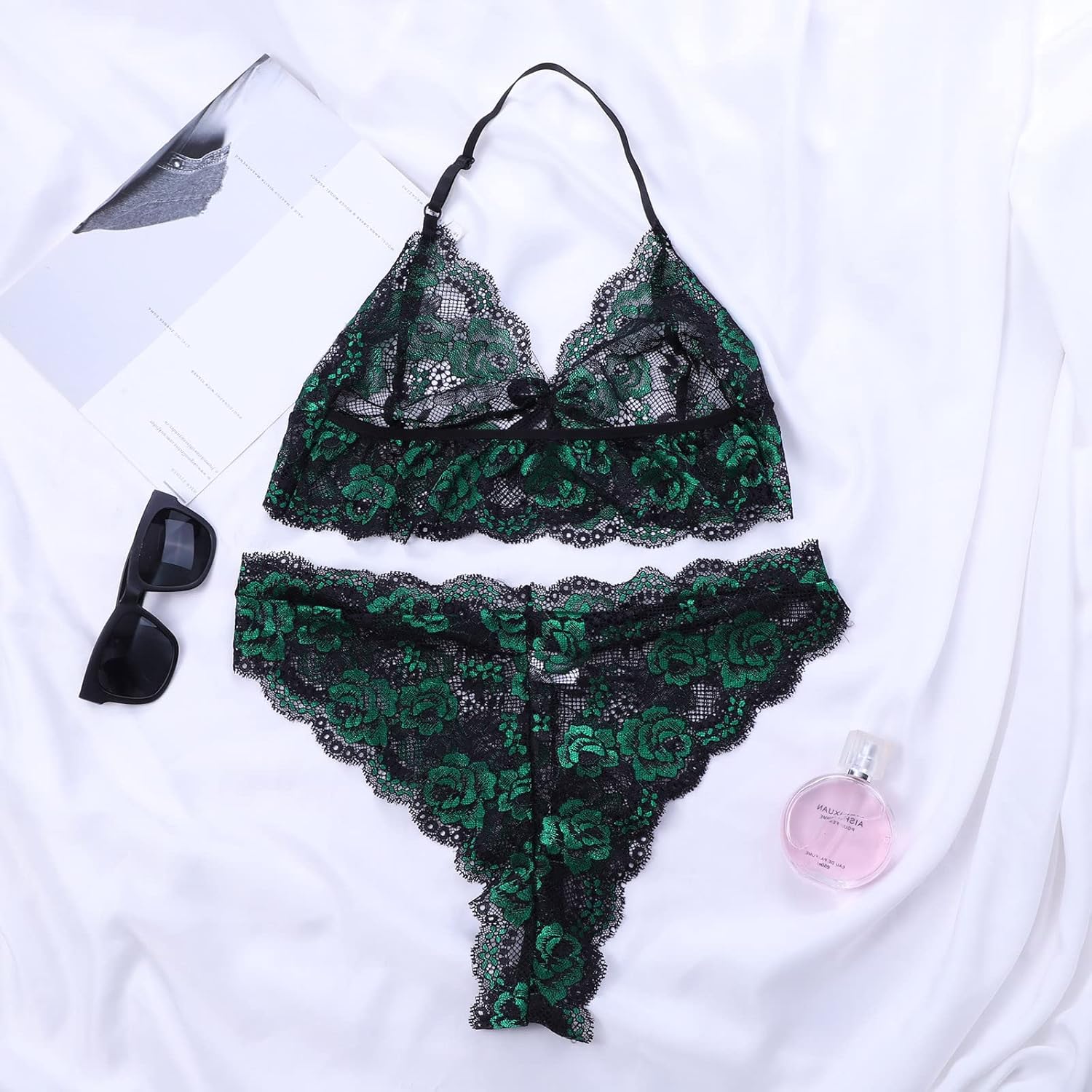 Hollow out Lace Simple Women Bra Panty Lingerie Suit for Girls 496247
