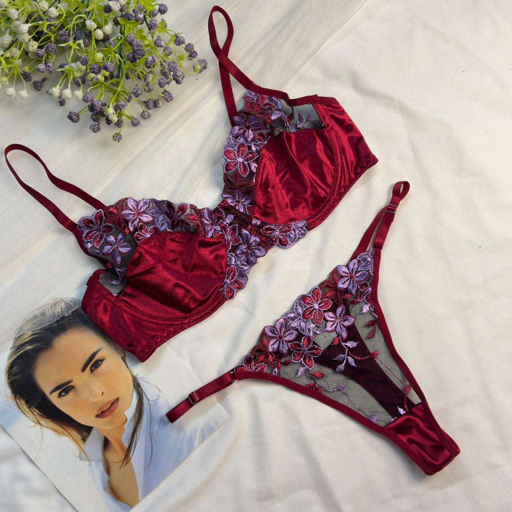 Silk Net Bra Set