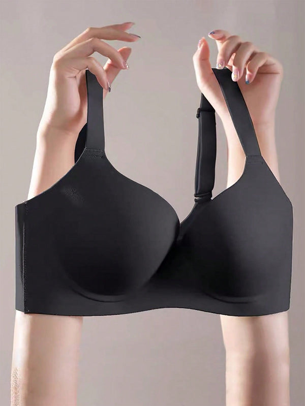 Women Simple Solid Color Underwear, Thin, Wire-Free, Comfortable Bra That Gathers And Lifts, Prevents Sagging, Full Coverage, Seamless Bra
