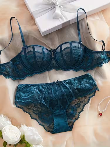Premium Floral Mesh Lingerie Set | Embroidered Comfort &amp; Elegance by Knight Wears