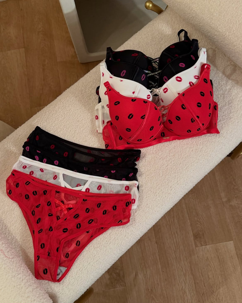 Love Kiss Luxe Rhinestone Lace Lingerie Set.