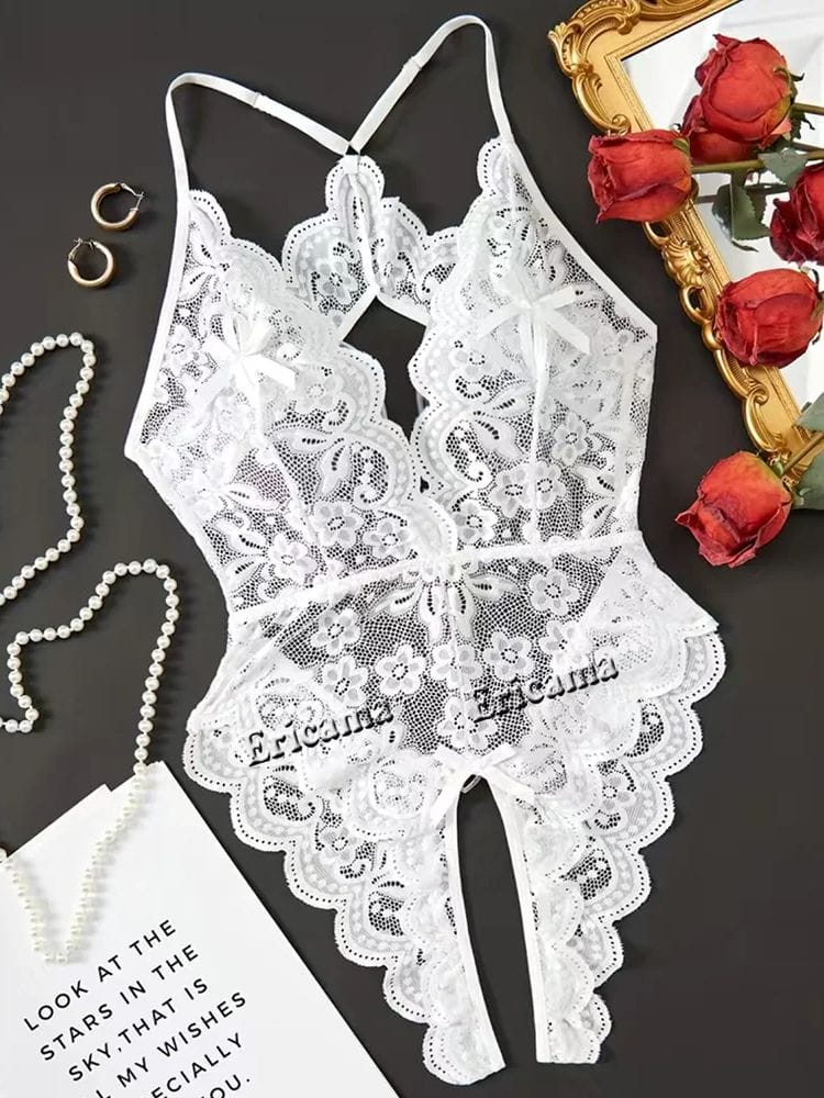 Transparent Floral Lace Women Bodysuits Sexy Fashion X4859290