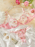 Floral mesh pushup bra panty set (Pack of 3)