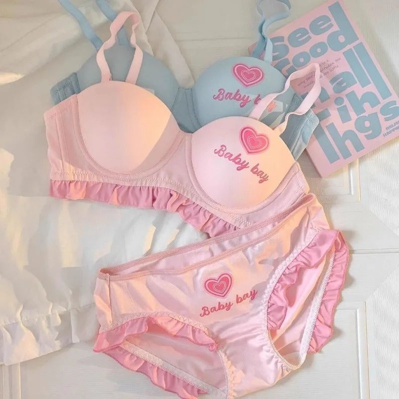 Pink Ruffle Bra and Panty Set