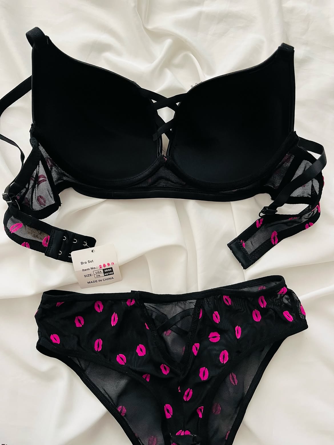 Love Kiss Luxe Rhinestone Lace Lingerie Set.